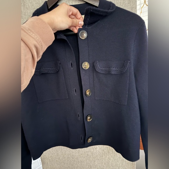 Sezane Betty Cardigan In Navy Crochet Sz XS - Picture 3 of 15